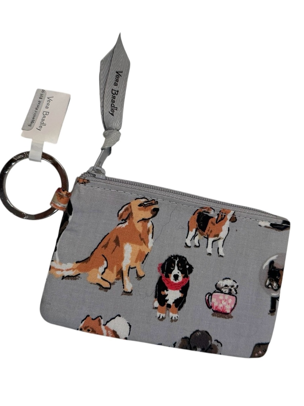 Vera Bradley Zip ID Case Wallet in the Gray "Dog Show" NWT - Picture 1 of 5
